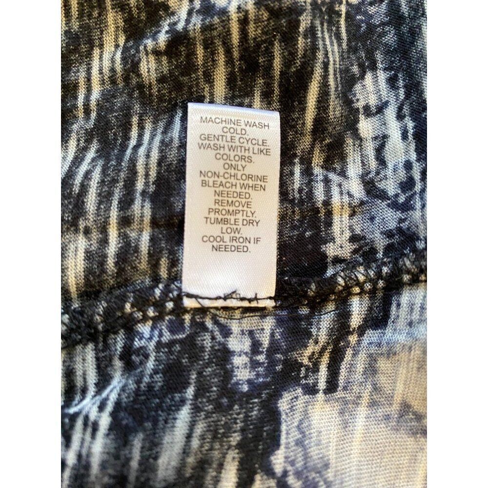 Est. 1946 Tie-Dye Womens Top With Ruffled Sleeves XL Black & Blue Long Line - Picture 9 of 9